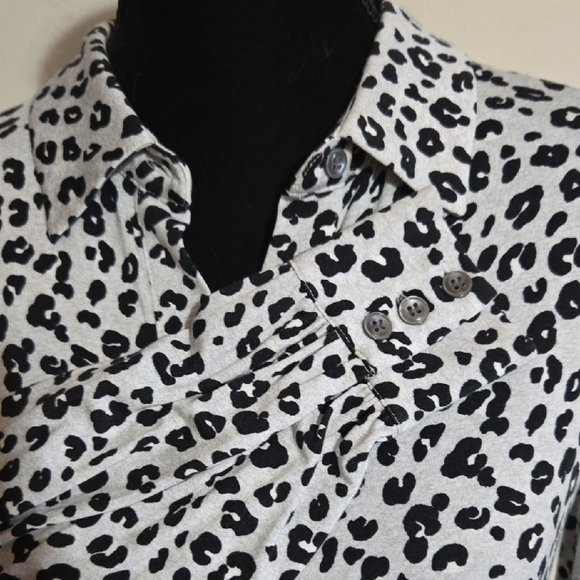 A14 Black and White Long Sleeve Sheath Dress Size 2 Button Front Closure Knit - Picture 3 of 11